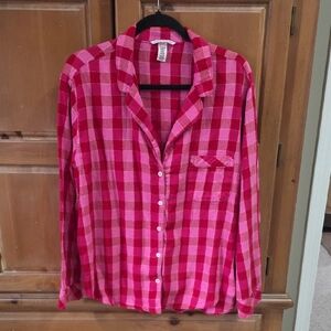 Victoria's Secret Pink and Red Plaid Shirt